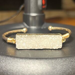 Gold-tone & White Druzy Cuff Bracelet